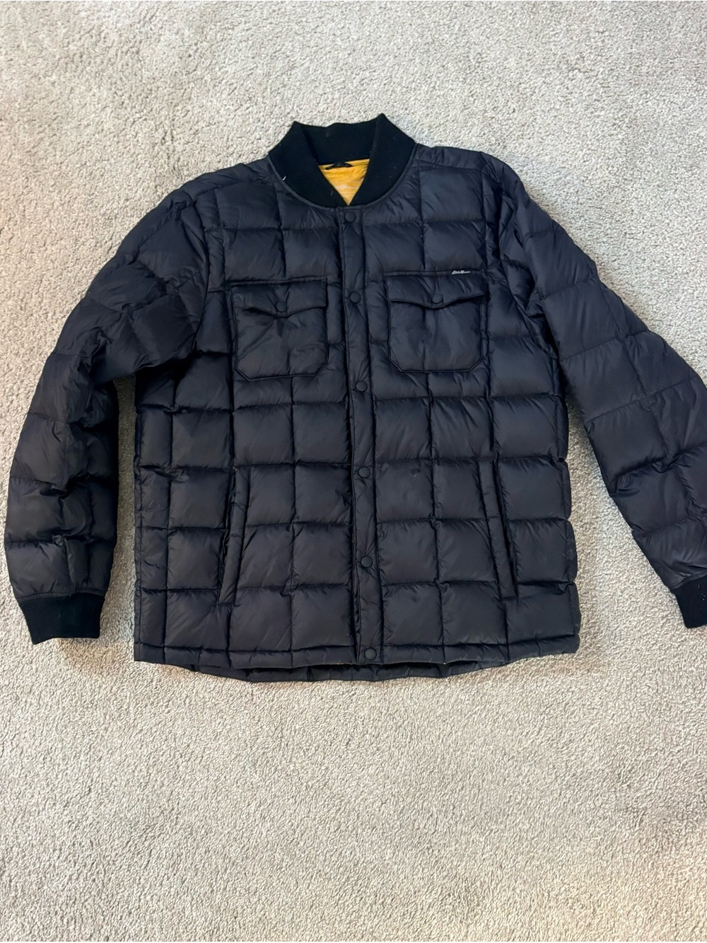 Eddie Bauer Black Quilted Bomber-Style Puffer Jacket